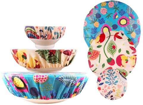 3 PZ Cera d'api Coperture Riutilizzabili Cera d'api Food Wrap Tessuto Elastico di Stoccaggio di Alimenti Coperture Cotton Bread Bowl Coperture Riutilizzabili Coperchi per Alimenti Frutta Residua