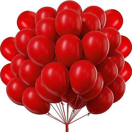 luftballons matt Rot- 50 Stück Luftballons - 30 cm/12 zoll, Helium Luftballons Geburtstag, Helium Ballons Geburtstag, Regenbogen Luftballons Für Geburtstagsdeko, Luftballons Hochzeit