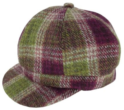 Glen Appin Harris Tweed Damen-Kappe, Einheitsgröße, Geburtstagsgeschenk, für alle Jahreszeiten, Heather Check, Einheitsgröße