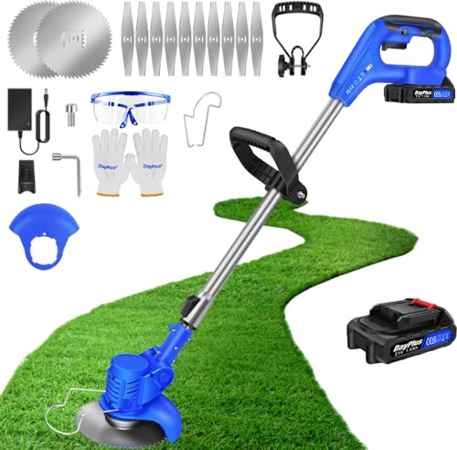 21V Akku Rasentrimmer mit Akku Freischneider Elektrischer Rasentrimmer Mit Batterien Akku Motorsense Elektro-Trimmer, Garten Rasen Unkraut Trimmer Elektro Trimmer Gartenkantenfräser für Garten, Hof