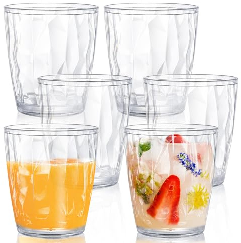 LOSYHU 6 Pack 300ml Plastic Tumblers 10.5oz Reusable Plastic Drinking Tumblers Unbreakable Drinking Glasses Clear Drinking Water Cups for Picnic Party Campin