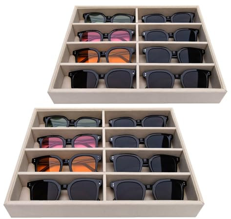 JETEHO 2 Pack Sunglasses Drawer Organizer Sunglasses Tray Organizer, Glasses Holder Organizer Glasses Organizer Sunglasses Holder Eyeglasses Holder Sunglasses Organizer Tray for Jewelry Watch Tray