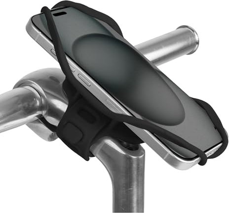 BONE Bike Tie 5 Pro Bike Phone Mount Bicycle Phone Holder for Stem Mounting 4.7-7.2 iPhone 15/Pro/Pro Max, Ultra Light Phone Mount for Bike Motorcycle, Designed for Road Bicycle - Black