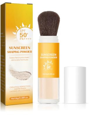 Matte Face Powder with SPF50+ & Soft Brush, Portable Translucent Sunscreen Powder for Long-Wearing & Natural Oil-Control