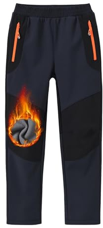 Pantalon Chaud imperméable Fille Pantalon Ski Enfant Pantalon Trekking Enfant Softshell Pantalons garçons Gris 164-176
