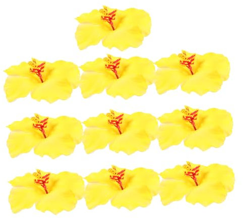 RORPOIR 10 Stücke Hawaiian Hibiscus Künstliche Blumen Lebensechte Faux Blumen Dekorationen Für Hochzeit Party