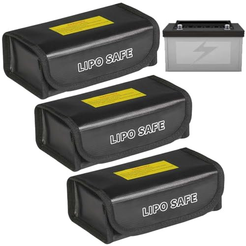 3 Stück Lipo Safe Bag, Lipo Akku Tasche, Lipo Batterie Akku Tasche Feuerfest Explosionsgeschützte, Feuerfeste Sicherheitsschutztasch für Charge und Transport