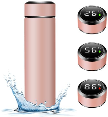 Thermos Flask 500 ml Water Bottle with LED Temperature Display, Vacuum Insulated Cup Water Bottle Made of 304 Stainless Steel Thermos Bottles with LED Touch Screen Leak-Proof, BPA-Free for Home Office