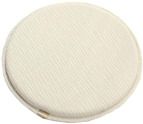 Esszimmerkissen-Set aus hochbelastbarem Schwamm, mit elastischen Bändern und Haken, rutschfeste, runde Kissen für Stühle, Beige-Weiß, 30 cm, 1 Stück