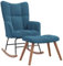 KLYEON Schaukelstuhl mit Hocker Samt Blau,Moderner Schaukelstuhl Blau Samt mit Hocker für Gemütlichkeit im Wohnzimmer Schaukelstühle, Stühle
