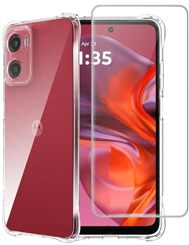FDHYFGDY Funda para Motorola Moto G05/Moto E15 + 1 Pieza Protector de Pantalla, Funda Transparente a Prueba de Golpes de TPU para teléfono móvil, Funda de Silicona Suave y Delgada