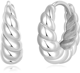 PHNIBIRD Creolen Ohrringe Silber Herren Damen Croissant Ohrringe Unisex Für den täglichen Gebrauch geeignet