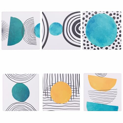 Set 6 Mattonella decorativa in gres 11x11 cm, fondo in sughero, Venice Lido