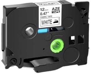 Cinta de Etiqueta de Tela de 12 mm Compatible con H110 para TZE FA231 FA3R FA3 Iron en Etiquetas 1 Paquete(Black on White)