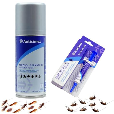 ANTICIMEX | Pack Trampa Cucarachas | Gel Insecticida de Acción Retardada + Bomba Descarga Total | Elimina Colonias Desde el Nido y Actúa en Zonas Ocultas | Seguro y Fácil de Usar