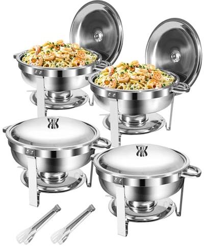 WENMILY Chafing Dish Buffet Set 5L,4 Pezzi Scaldavivande,Acciaio Inox