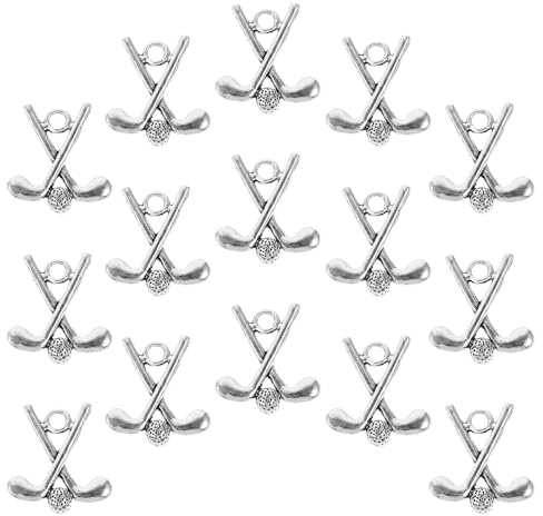 DEARMAMY 20 Stück Teiliges Golf schläger Anhänger aus Metall Antik Silberfarben DIY Schmuckanhänger für Armbänder Halsketten Schlüsselanhänger Geschenk für Golfer und Bastelfans