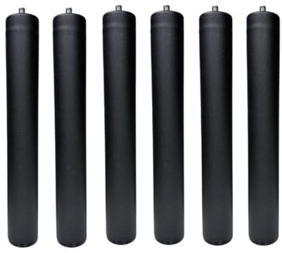 MOBILIARIOCLICHI Pieds pour sommier ou base tapissée, cylindriques en métal, disponibles en lot de 4 et 6 unités (noir, 6 unis, 35 cm)
