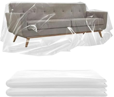 2pcs Sofa Covers, 200x240cm Waterproof Dustproof Plastic Sofa Protector | For 2/3 Seater Sofas, Pet and Kids Friendly, Moving, Decorating and Storage Use