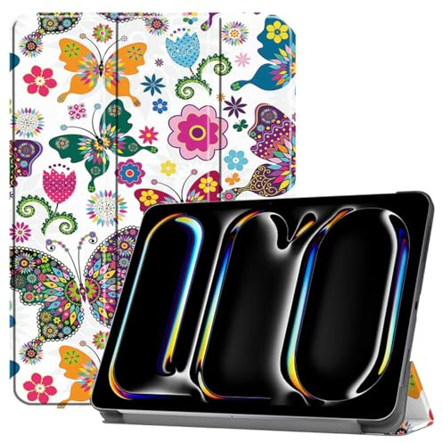 Techsuit für iPad Pro 11 2024 bis 2025 Hülle mit 360 Schutz, Mikrofaser Innenfutter, Verstellbaren Betrachtungswinkeln, Schlankem Design, Anti Fingerabdruck, FoldPro Series, PU Leder, Butterfly