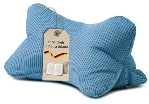 liebling Cord Lesekissen für Bett und Sofa, Bücherkissen, Lesehilfe, 40x25 cm, Leseknochen, Serie Verona, 100% Polyester, waschbar, Petrol
