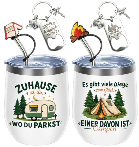 Camping Geschenk Set für Paare,2 Edelstahl Thermobecher Camping Geschenke | Camper Geschenke zum Campen Ausrüstung Geschenke für Camper,Camping Geschenk Set für Wandern Wohnwagen Wohnmobil Ausflüge