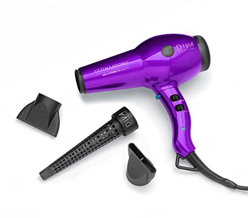 DIVA Pro Styling Ultima 5000 Pro Haartrockner, 2200W, AC-Motor, Purple ,1er Pack(1 x 1 kg)