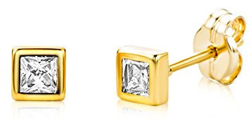 Miore Ohrringe Damen Gelbgold 9 Karat / 375 Gold Ohrstecker Solitär mit Zirkonia Steinchen