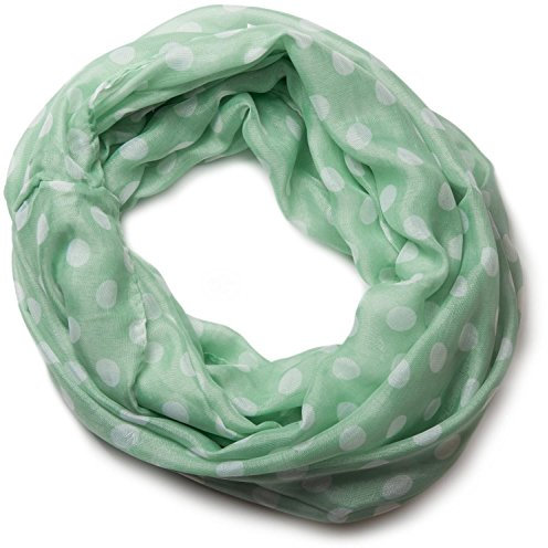 styleBREAKER Damen Loop Schal - Polka Dots - leichter Punkte Muster Schlauchschal - 90x105 cm - weich 01016043, Farbe:Hellgrün