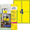 AVERY Zweckform L6127-20 Wetterfeste Folienetiketten (80 Signalaufkleber, 99,1x139mm auf A4, extrem stark selbstklebend, wasserfest, strapazierfähig, bedruckbare Outdoor Klebefolie) 20 Blatt, gelb
