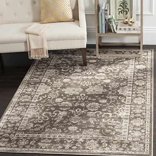 SAFAVIEH Traditionell Teppich für Wohnzimmer, Esszimmer, Schlafzimmer - Vintage Collection, Kurzer Flor, Braun und Elfenbein, 122 X 170 cm