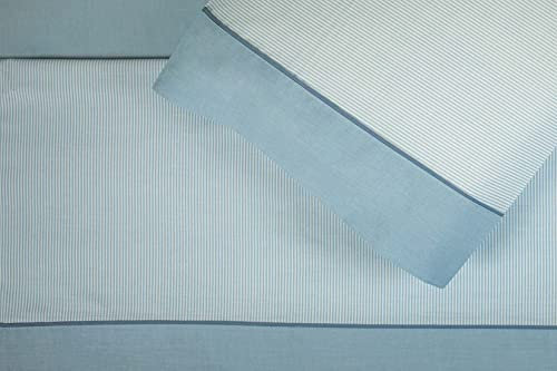 Burrito Blanco | Juego de sábanas,Cama de 120 cm (+ Medidas Disponibles) | Poliéster 50% Algodón 50% | Fácil Planchado | Diseño 297 Azul Medio