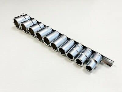 10 Pc 1/2inch 6 Sided Shallow AF Sockets on Rail SS208