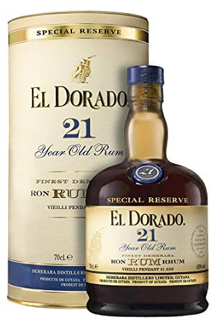 El Dorado Special Reserve 21 year Old Rum, 70 cl - Aged for 2 Years - Flavours of Tropical Fruit and Coffee - Perfect for Sipping