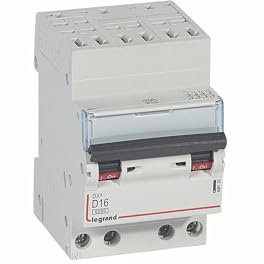 408133 Disjoncteur tétrapolaire 16A - 4P Courbe D - 6/10kA - Automatique et vis - Legrand DX3