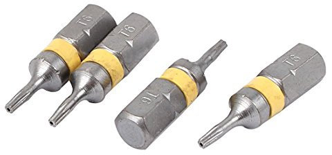 sourcing map 4 T6 Kopf magnetischen Sicherheit Torx-Schraubendreher-Bits 25 mm lang de