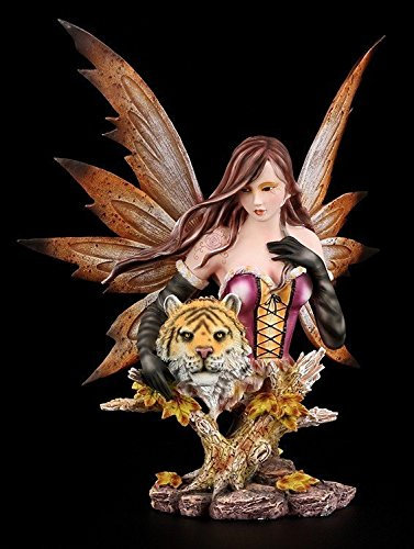 Elfenfigur Büste - Jahreszeit Herbst mit Tiger - Elfen Figur Elfe Fee Fairy Deko