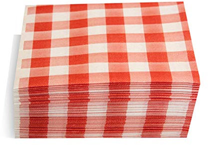 Hängelampe ser41017705 Deluxe Bin Elegant, Serviette 40 x 40, AIRLAID, 1/4 Falz, 50 Servietten, Vichy rot