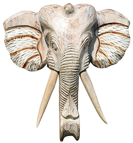 Schöne 40 cm Wand Maske Elefant Holz Bali Maske48.40hell