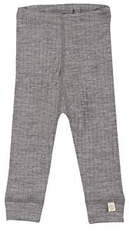 DILLING Baby Merino Ribbed Leggings - Organic Wool Underwear Grey Melange 74