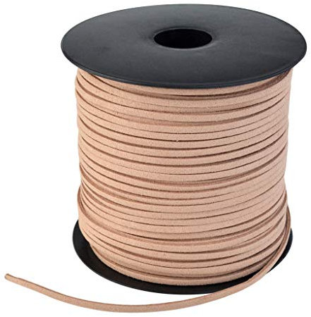 Wobe 100 Yards Suede Cord, Leather Cord 2.6mm x 1.5mm Suede Lace Faux Leather Cord with Roll Spool for Bracelet Necklace Beading DIY Handmade Crafts Thread (Brown)