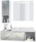 Vladon Badmöbel Komplettset La Costa, Made in Germany, Korpus in Weiß matt/Fronten in Beton Oxid Optik, mit Aufsatzwaschbecken und LED Spiegel
