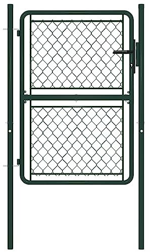 vidaXL Gartentor Gartentür Hoftor Hoftür Gartenpforte Zauntor Zauntür Einzeltor Tor Garten Zaun Pforte Eingangstor Stahl 100x125cm Grün