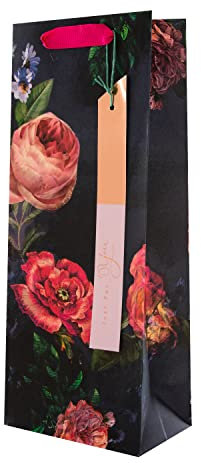 Hallmark Multi-Occasion Bottle Bag - Dark Floral Design