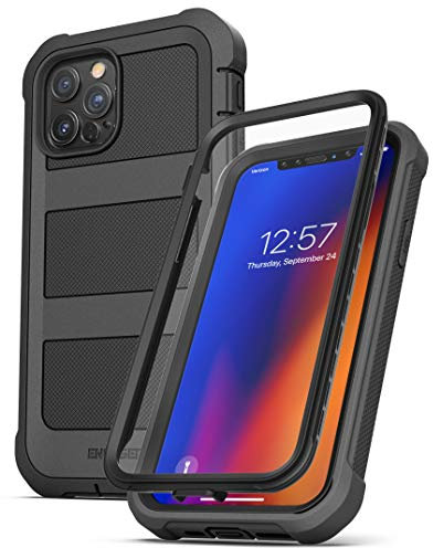 ENCASED BallisticShield Designed for iPhone 12 Pro Max Case (2020 Screenless Edition) Shockproof Protective Full-Body Cover - Black