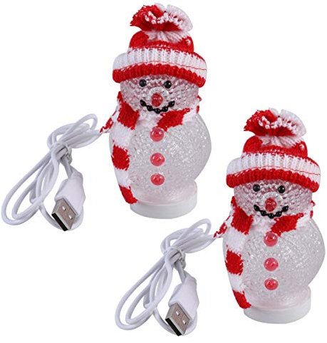 SOLUSTRE 2Pcs Weihnachten Schneemann Nachtlicht USB Laden Bunte Lampe Desktop Nachtlampe für Schlafzimmer Weihnachtsfeier