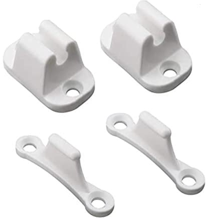 Fermo per Porta Roulotte e Camper, 2 pacchi, Interasse fori 35 mm e 48 mm, Serratura di Bloccaggio Bianca, per Sportelli di Servizio e Gavoni di Stoccaggio, Sicura per Porta Camper, Accessori Camper