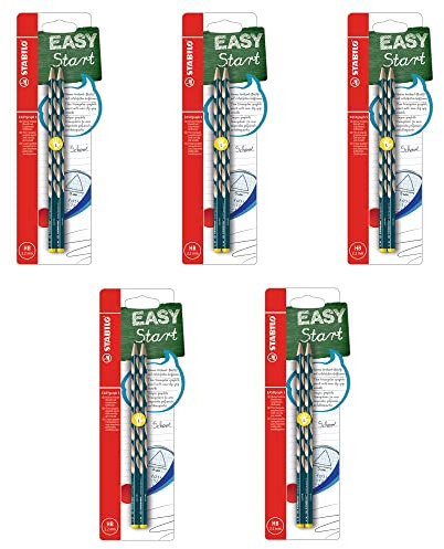 STABILO - Schmaler Dreikant-Bleistift für Linkshänder - EASYgraph S in petrol - 5x 2er Pack - Härtegrad HB