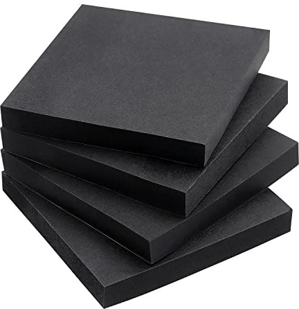 Haftnotizen, 3 x 3, helle Farben, Haftnotizen, 4 Blöcke, 90 Blatt/Block (schwarz)