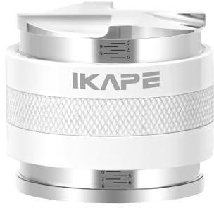IKAPE Coffee Products, 53mm Coffee Distributor & Hand Tamper, Adjustable Depth Espresso Distributor Fits All 53mm Espresso Portafilter, Compatible with 54MM Breville Bottomless Portafilter (White)